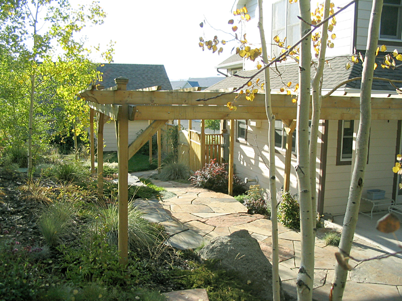 Pergola and Patio in WaterWise Garden by Native Design, Helena, Montana