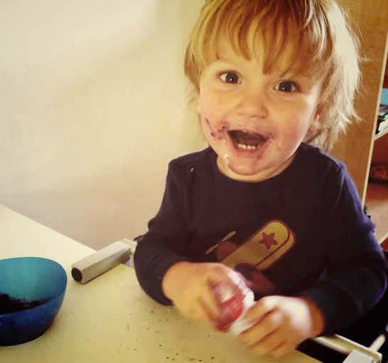 boy with blueberries