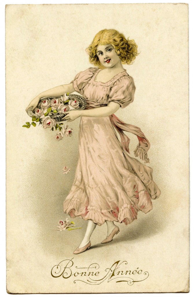 Vintage Girl with Roses