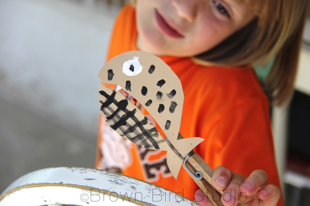 clothespin puppet fish