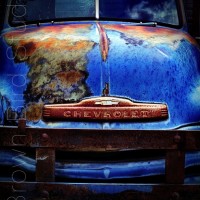 blue vintage chevy truck
