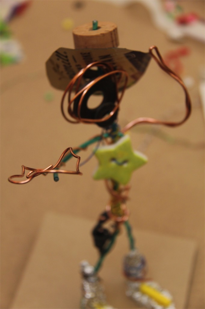 Cowboy made of wire and junk drawer stuff