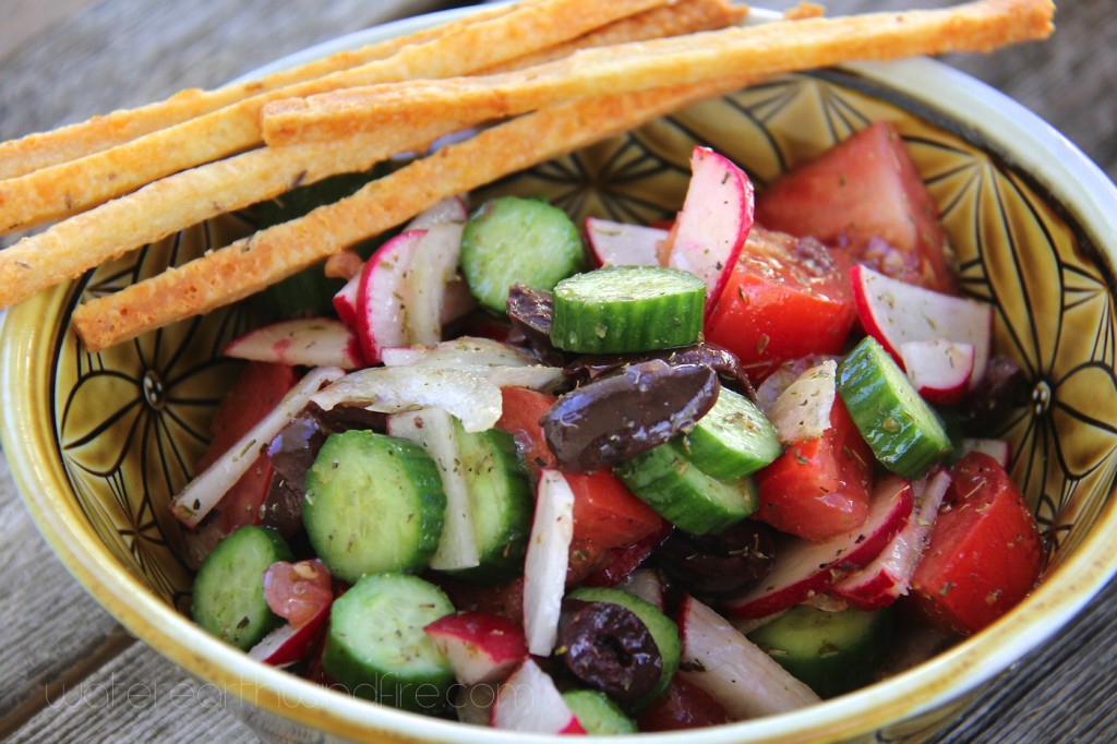 Lunch: Greek Salad and Cheese Straws