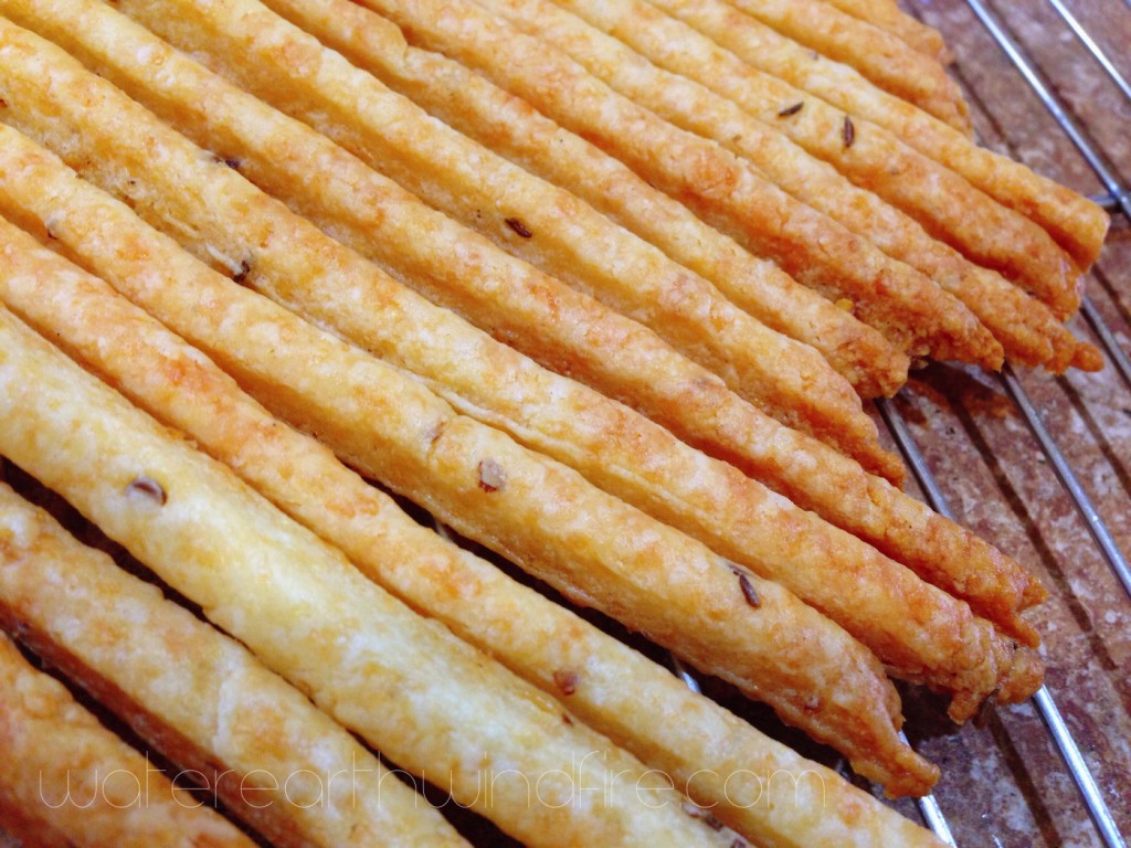Cooling Cheese Straws on Rack